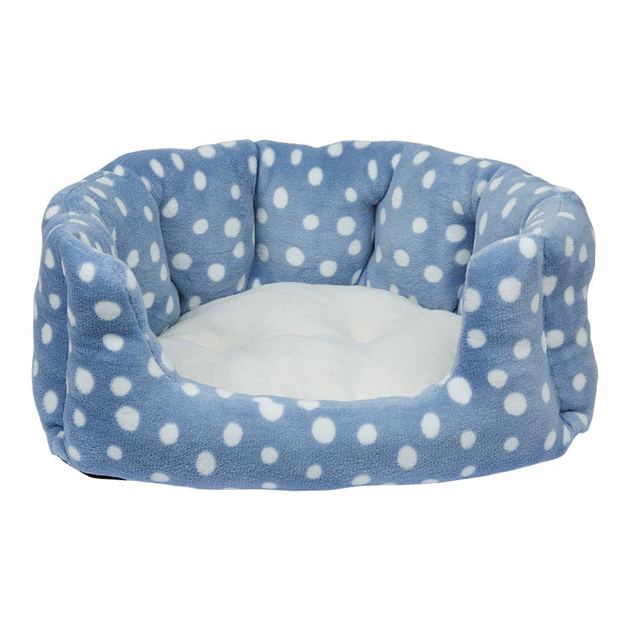 Blue Spotty Clamshell Cat Bed – Cozy Hideaway for Cats