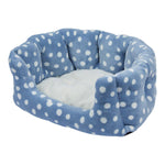 Blue Spotty Clamshell Cat Bed – Cozy Hideaway for Cats